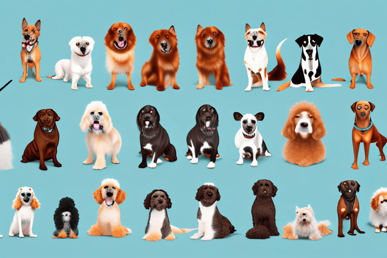 Various popular dog breeds in different poses