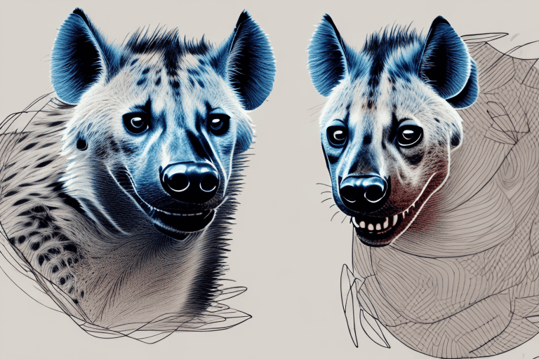 A hyena and a dog side by side