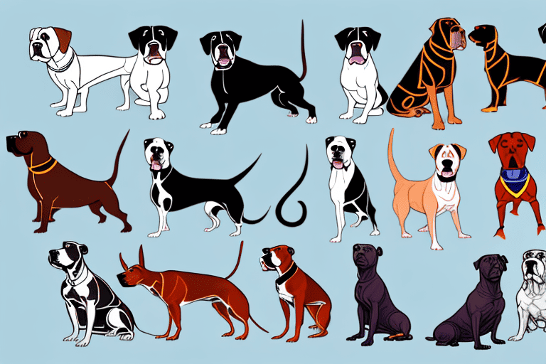 Several different dog breeds that are often stereotyped as aggressive