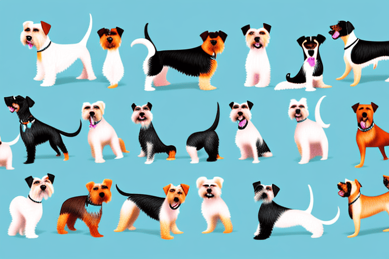 Various types of terrier dogs in different poses