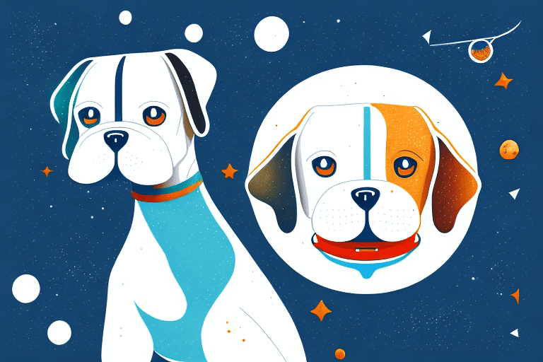 A playful pluto dog breed showcasing its unique characteristics against a background of a starry sky