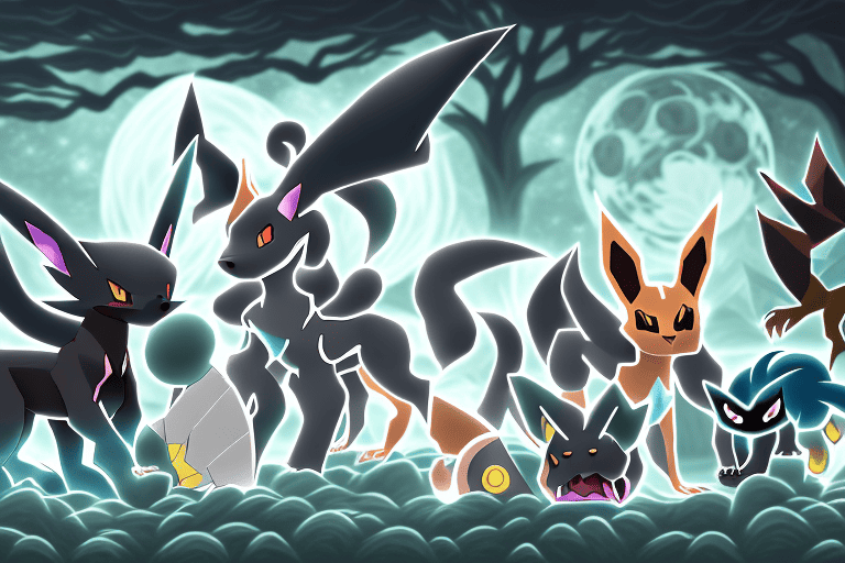 Various dark-type pokémon dogs such as mightyena