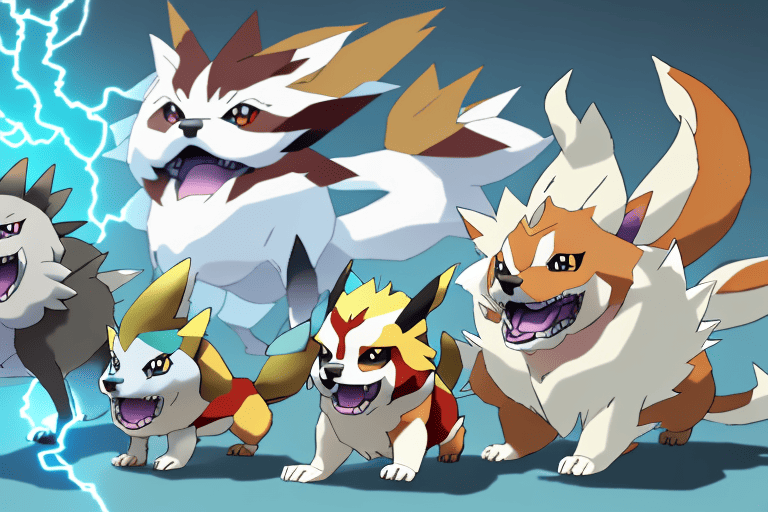 Various dog-like pokemon such as growlithe