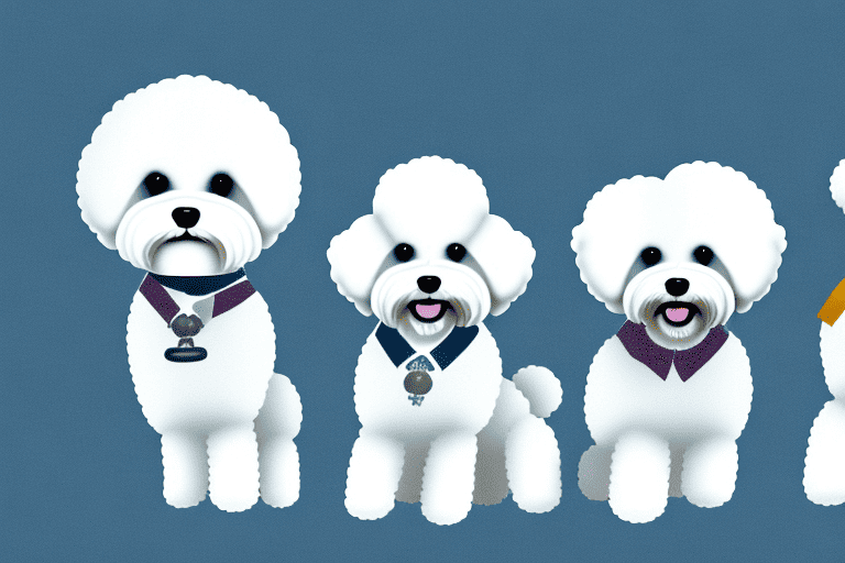 Several distinct types of bichon dogs