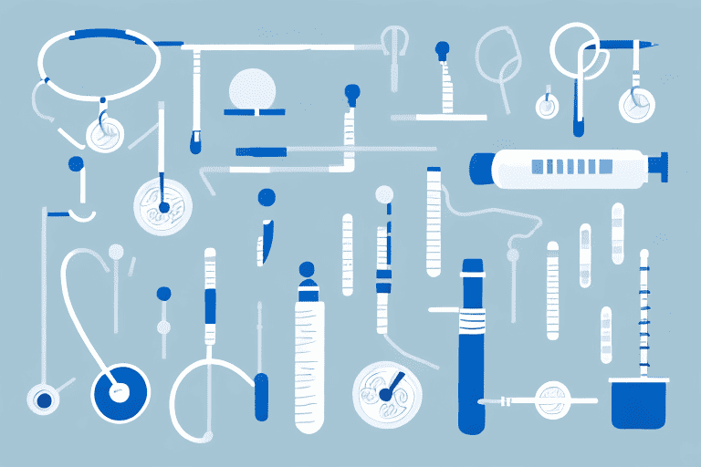 Several different dogs with various types of medical testing equipment like a stethoscope