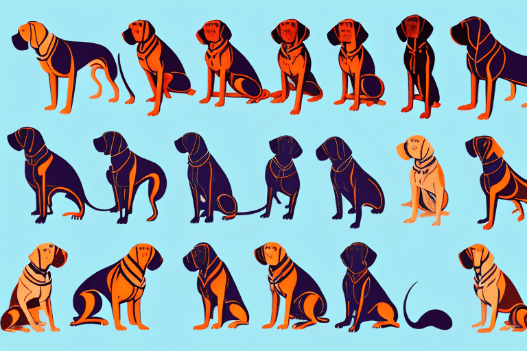Different types of bloodhound dogs in various poses