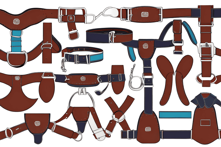 Several different types of dog harnesses and collars