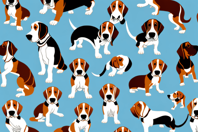 Several distinct types of hound dogs