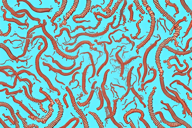 Various types of dog worms in a detailed