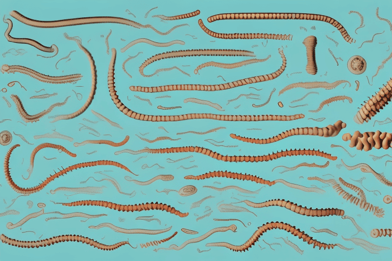 Different types of dog worms typically found in vomit