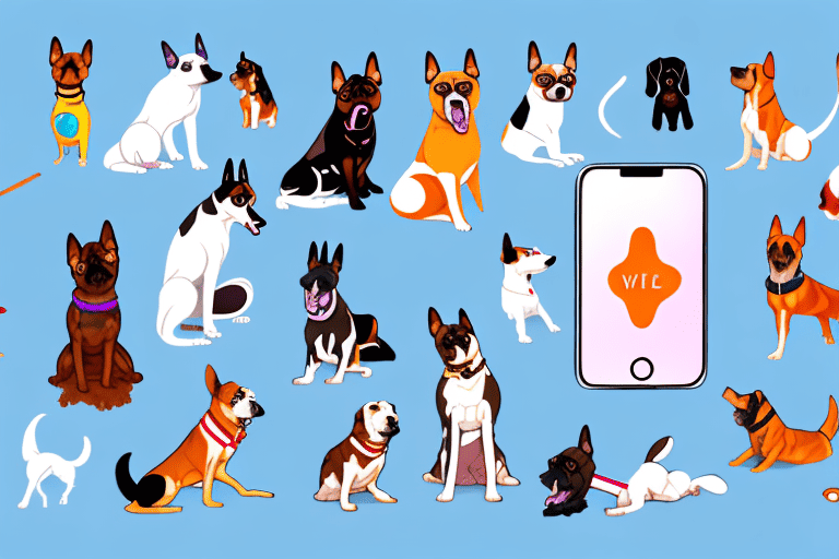 Various types of dogs in dynamic poses