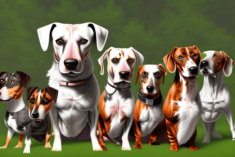 Several distinct breeds of dogs