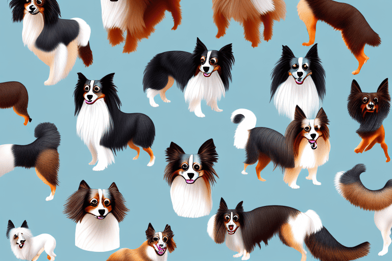 Several distinct types of papillon dogs