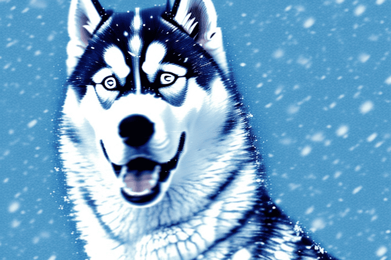 A siberian husky in a snowy landscape