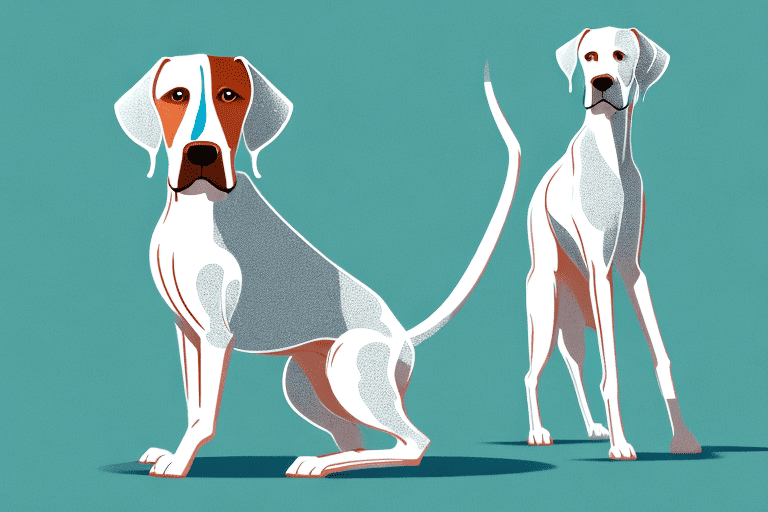 A pointer dog in a classic pointing stance