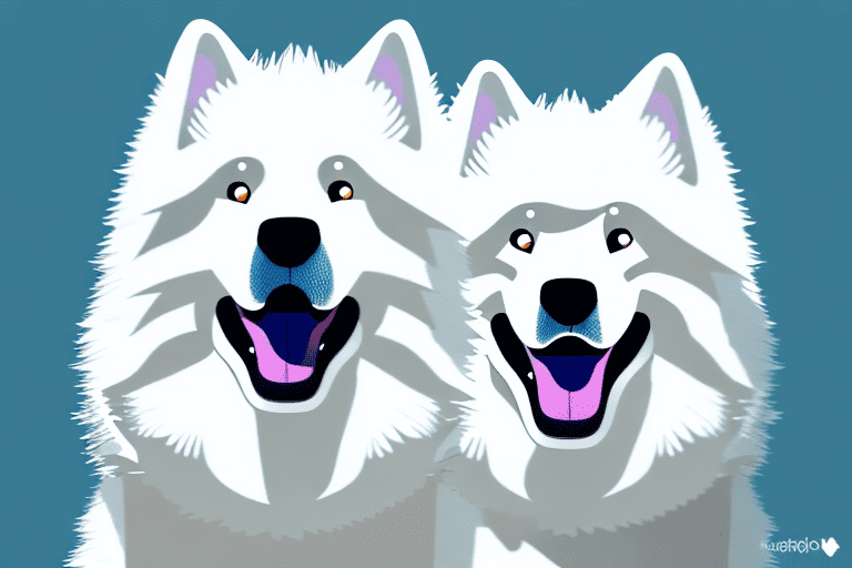 A samoyed dog showcasing its distinctive fluffy white coat and friendly