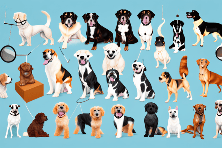 A variety of different dog breeds posed in a group