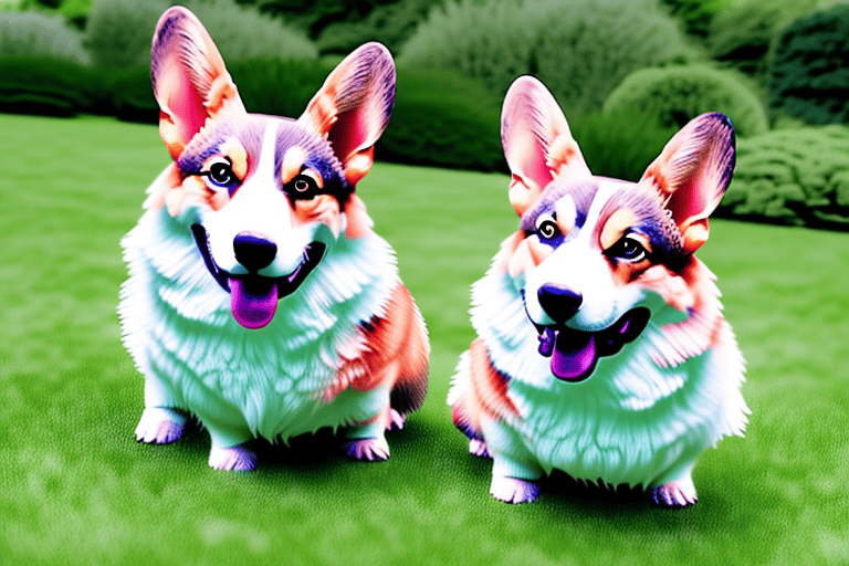 Several pembroke welsh corgi dogs