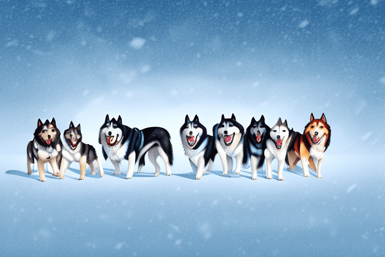 Several different breeds of dogs
