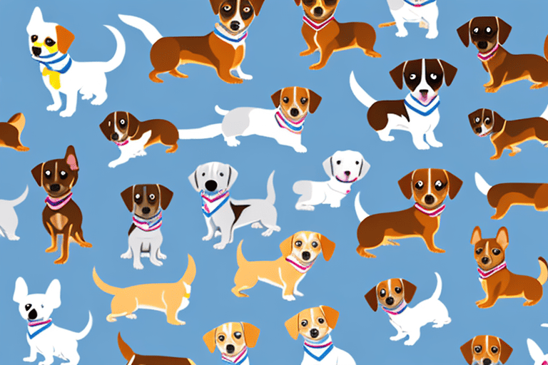 A variety of small breed dogs such as a chihuahua