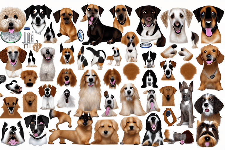Various dogs of different breeds