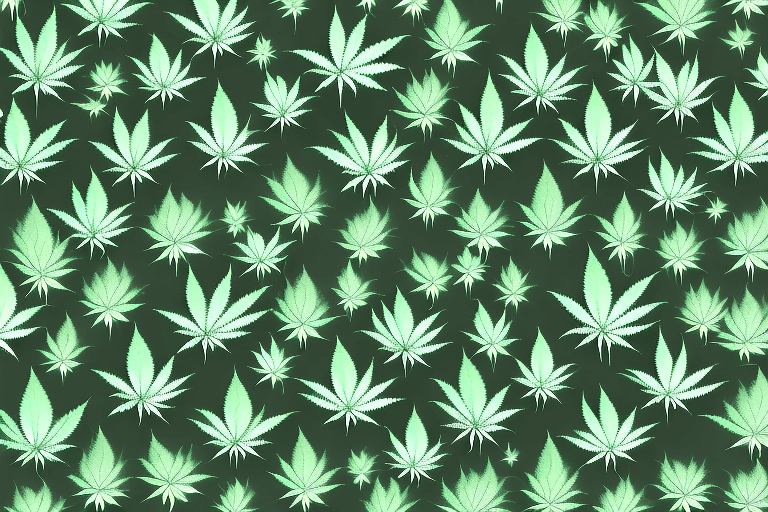 A variety of cannabis plants with smoke wafting upwards