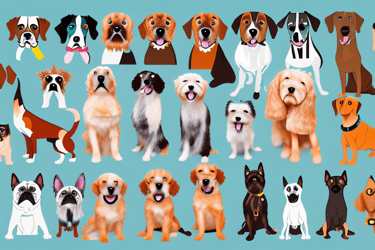 A variety of different dog breeds