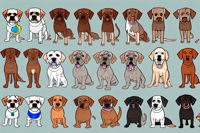 A variety of different types of dogs (like a labrador