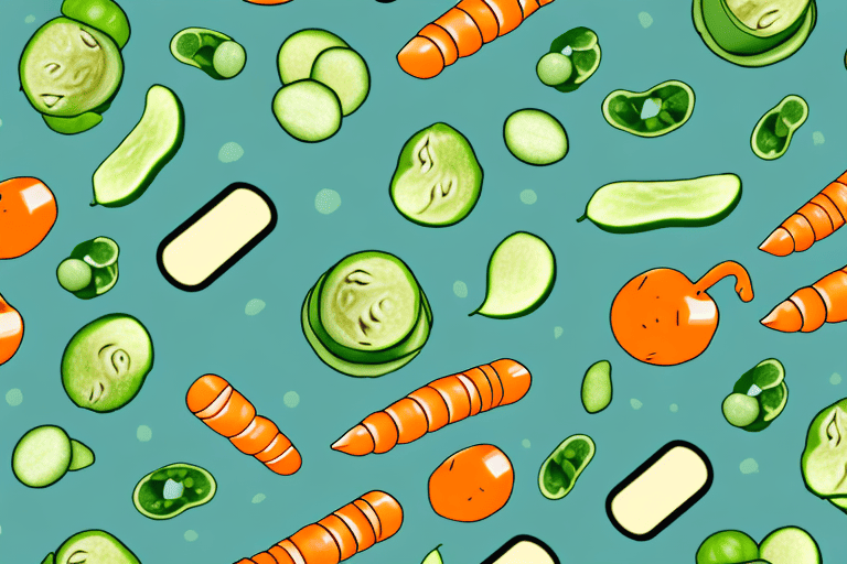 Several dogs happily munching on a variety of safe vegetables
