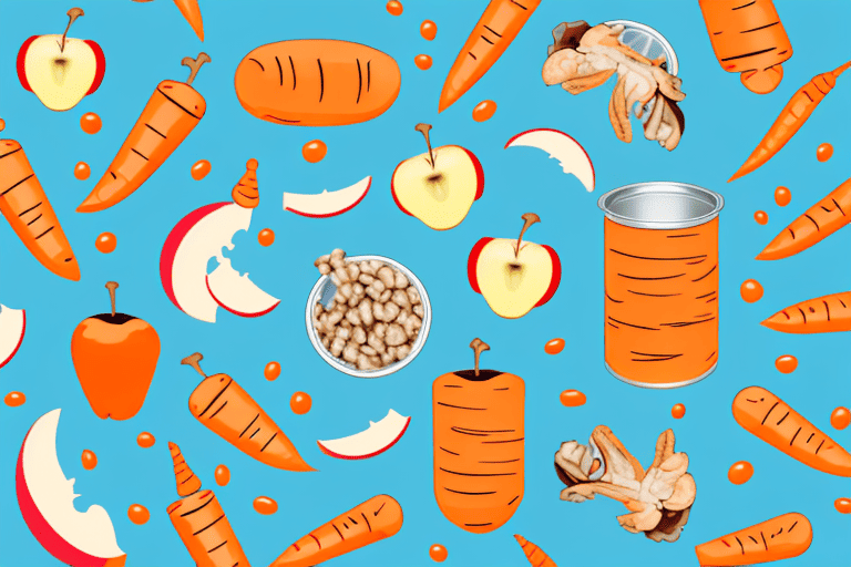 Various types of dog-safe foods like carrots