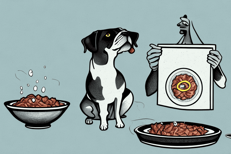 A curious dog looking at a bowl of barbacoa with a questioning expression