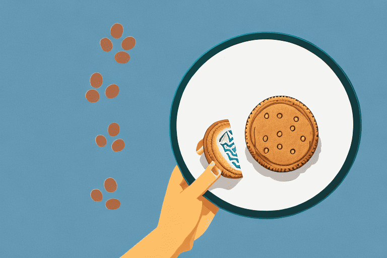 A dog curiously sniffing an oatmeal pie placed on a plate