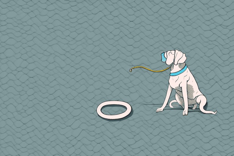 A curious dog sniffing at a discarded snake skin on the ground