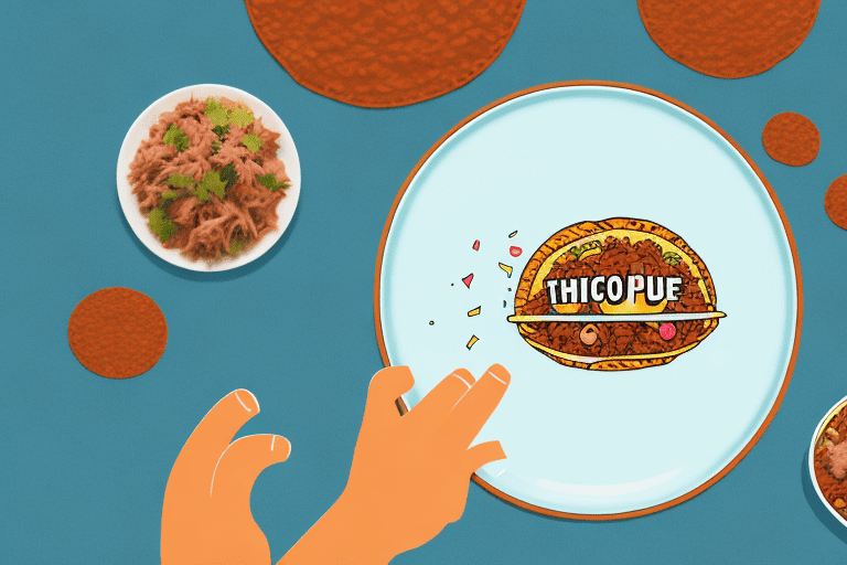 A curious dog sitting in front of a plate of taco meat