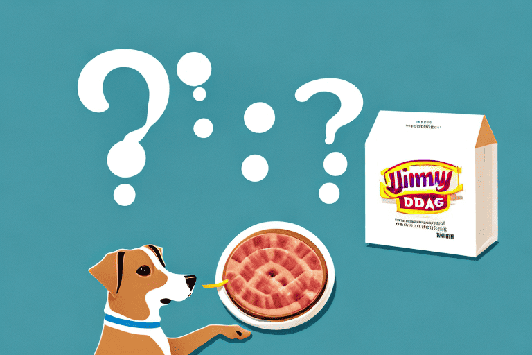 A curious dog sitting next to an unopened package of jimmy dean sausage