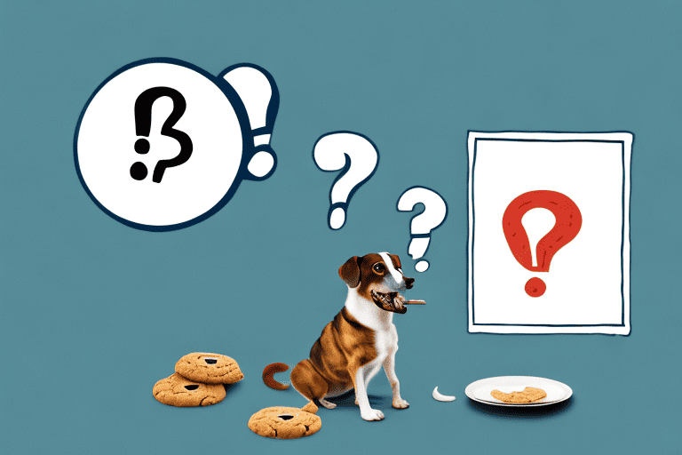 A curious dog sitting by a table with a plate of biscoff cookies on it