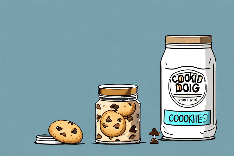 A curious dog sniffing at a jar of cookie butter placed on a table
