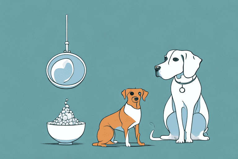 A curious dog sitting next to a bowl of farina