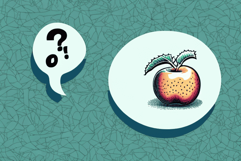 A curious dog sniffing a hedge apple on the ground