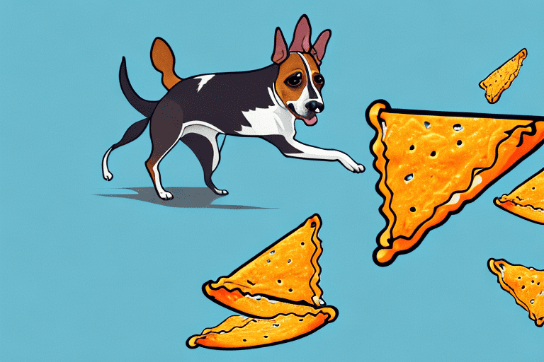 A curious dog sniffing a bag of cool ranch doritos placed on a table