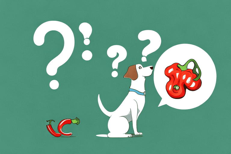 A curious dog sniffing a pepperoncini pepper lying on a plate