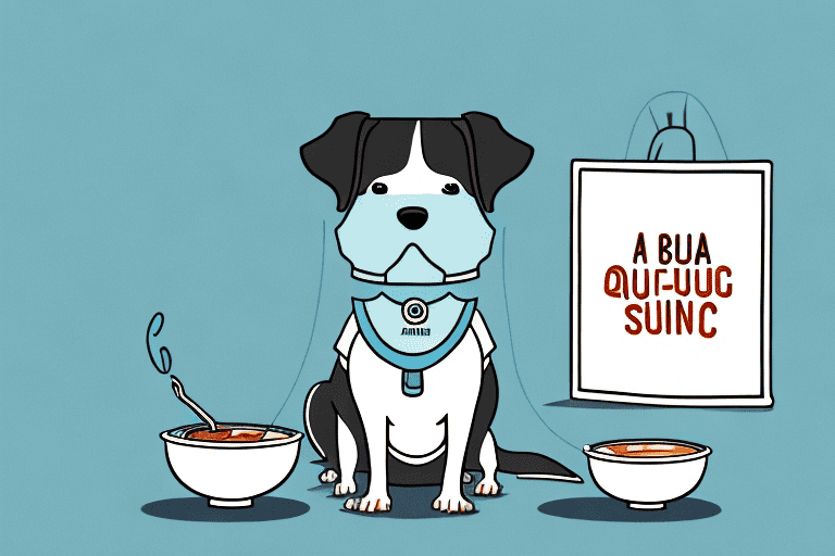 A curious dog sitting in front of a bowl of yum yum sauce