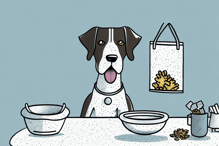 A curious dog sitting at a dining table