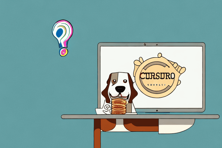 A dog sitting at a table with a churro in front of it