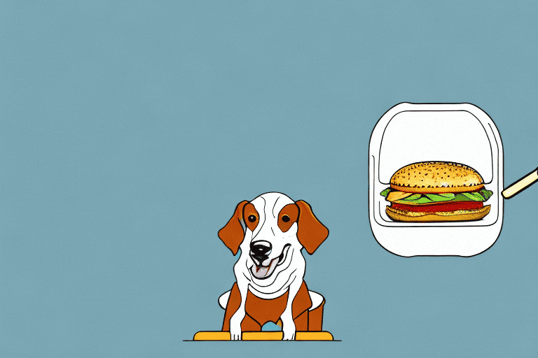 A curious dog sitting next to a bowl of hamburger helper