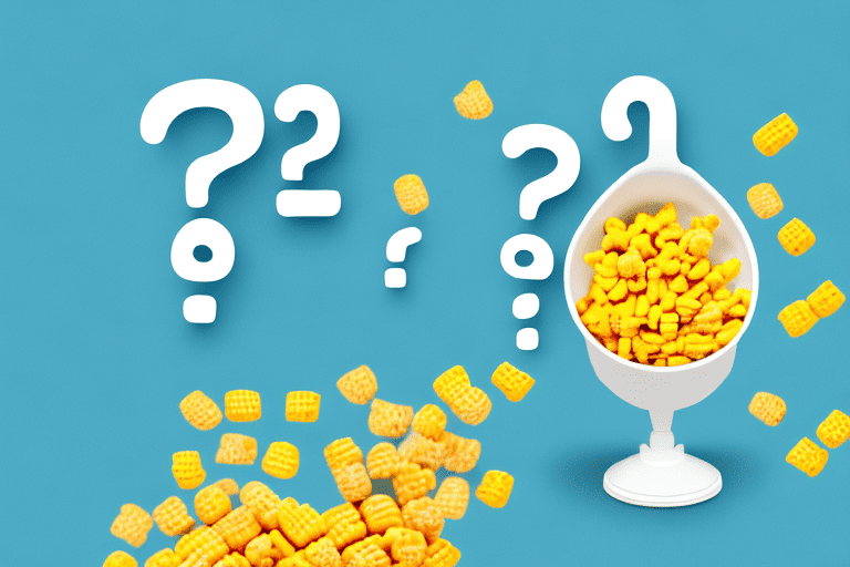 A curious dog sniffing at a bowl of corn pops cereal placed on a table