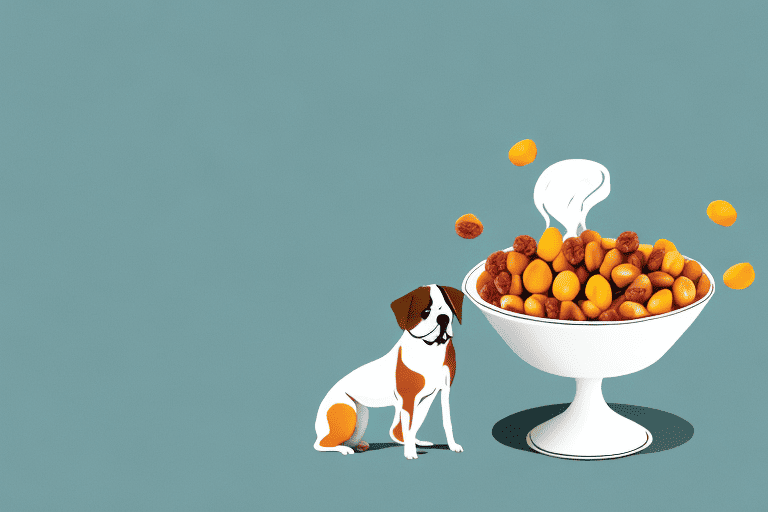 A curious dog sitting next to a bowl filled with jujube fruits