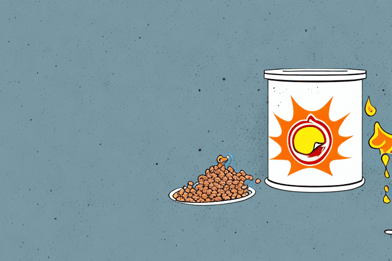 An opened can of dog food under the scorching sun