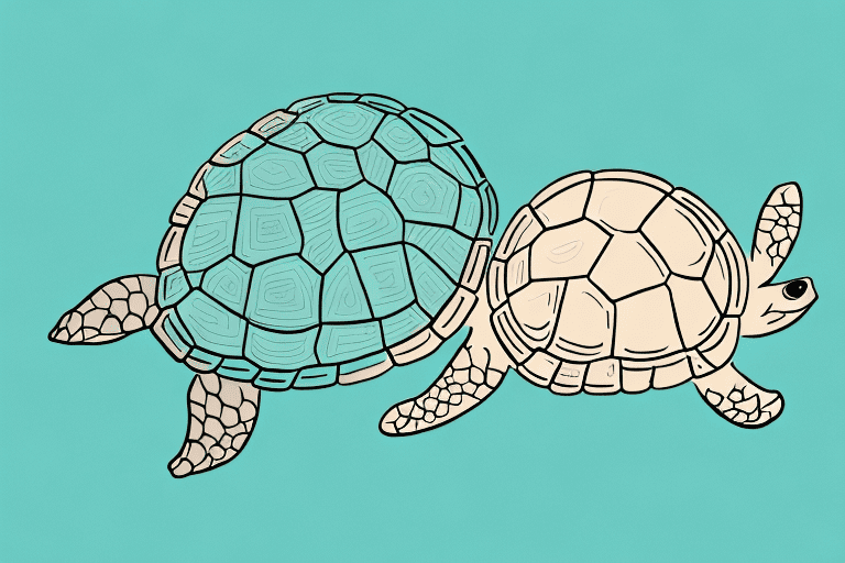 A curious turtle examining a bowl of dog food with a questioning expression