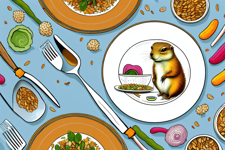 A curious prairie dog holding a fork and knife